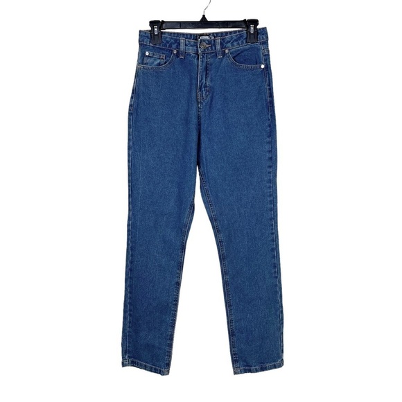 Missguided Blue Medium Wash Riot High Waisted Tapered Mom Jeans Size US 2 - Picture 1 of 6